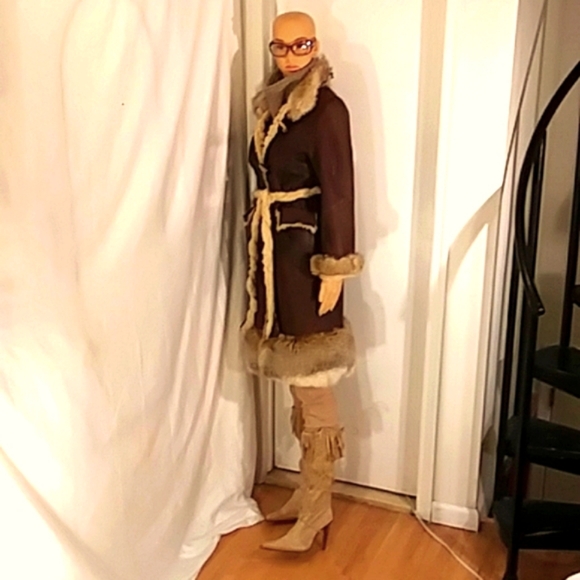 Stunning🔥🔥 Dora Santi Reversible Natural Brown Leather & Tan Genuine Fur Coat. - Picture 6 of 10